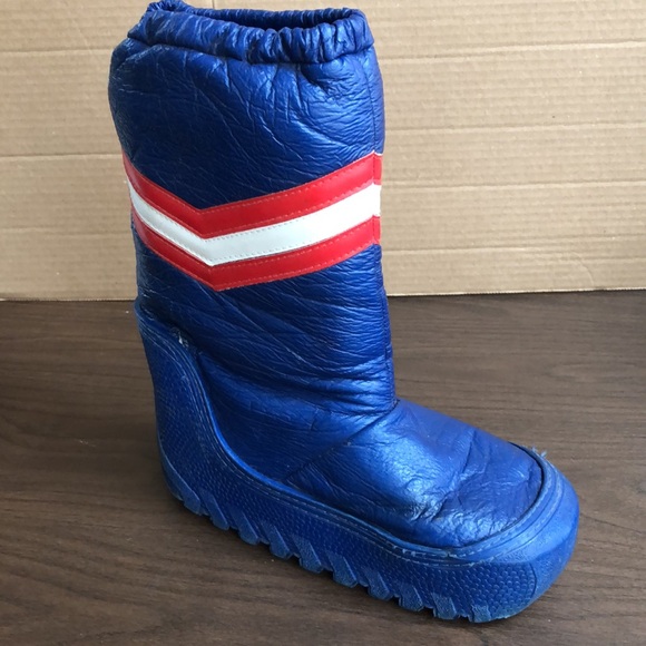 Vintage Men's Moon Boots Blue with Stripe Size 5/6 Made in Korea - Picture 10 of 13